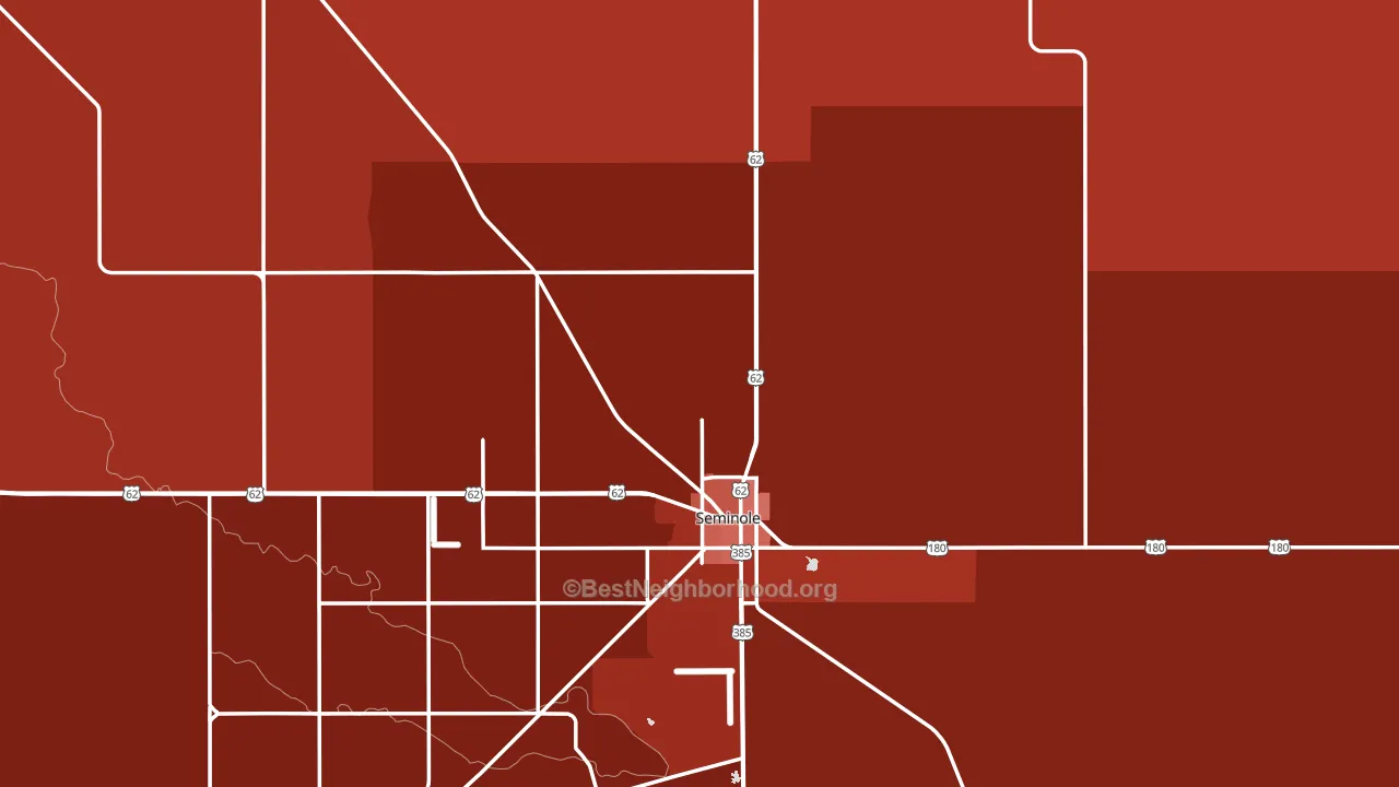 Gaines County, TX block-group political-lean map