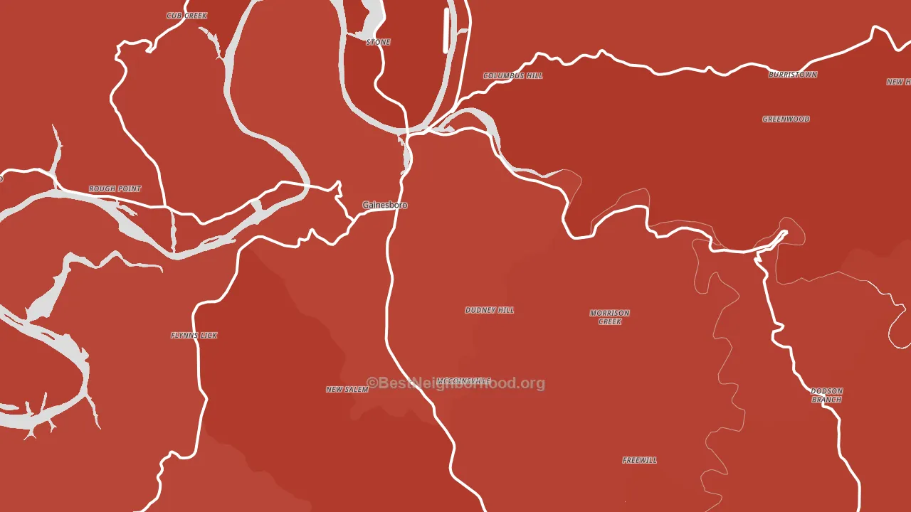 Gainesboro, TN block-group political-lean map