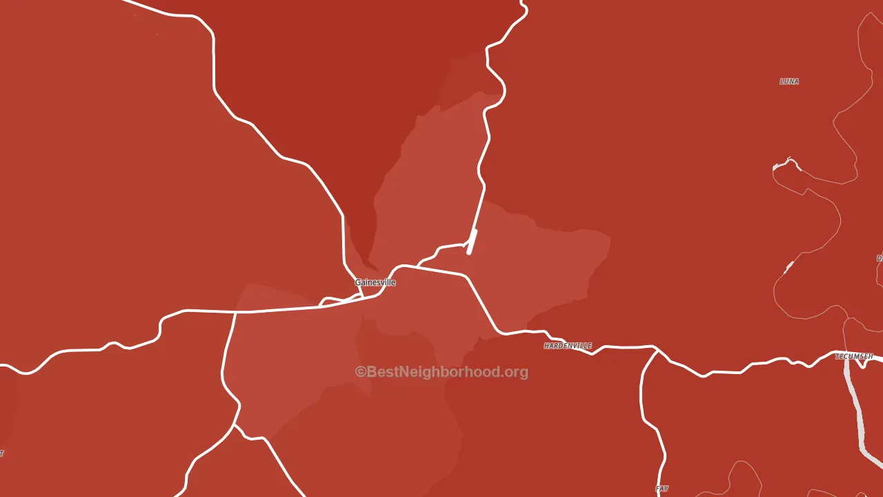 Gainesville, MO block-group political-lean map