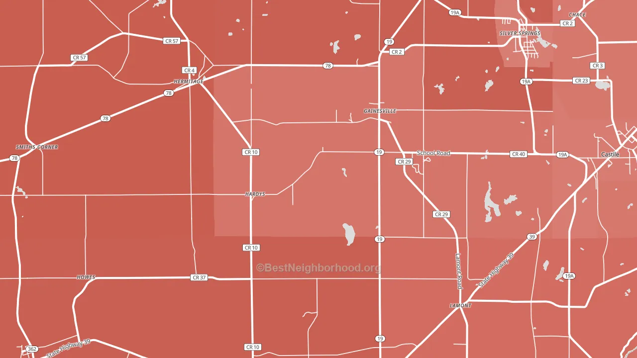 Gainesville, NY block-group political-lean map