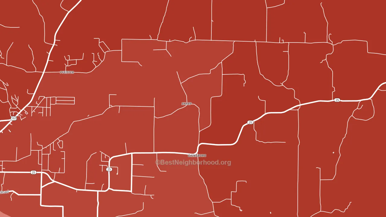 Gainsboro, AR block-group political-lean map