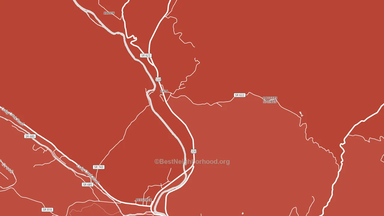 Gala, VA block-group political-lean map