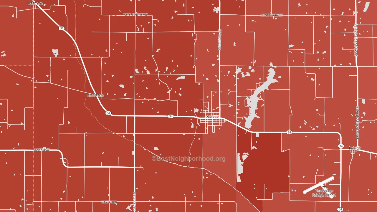 Galatia, IL block-group political-lean map