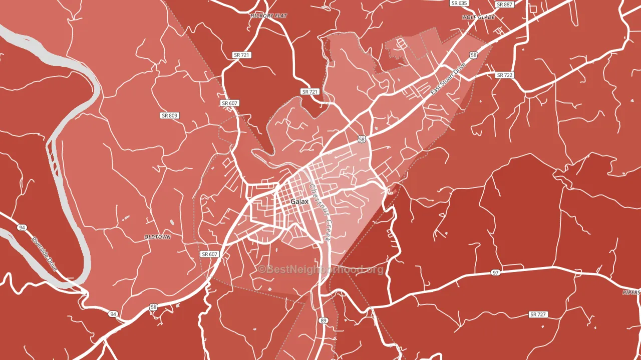 Galax City, VA block-group political-lean map