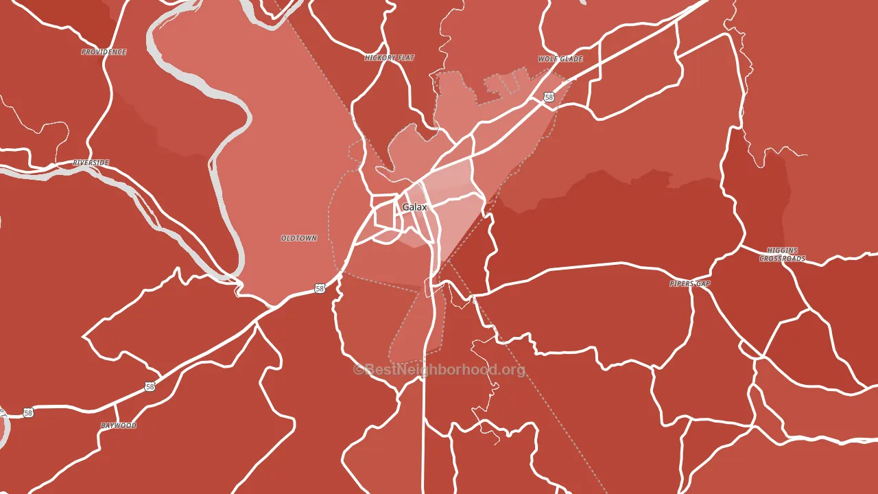 Galax, VA block-group political-lean map