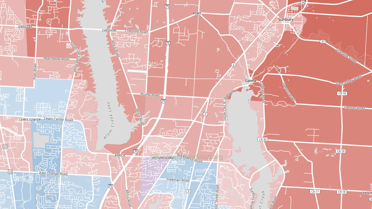 Galena, OH block-group political-lean map