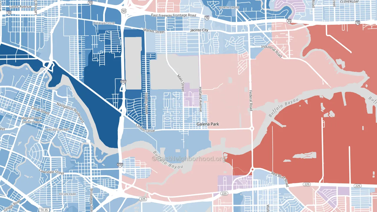 Galena Park, TX block-group political-lean map