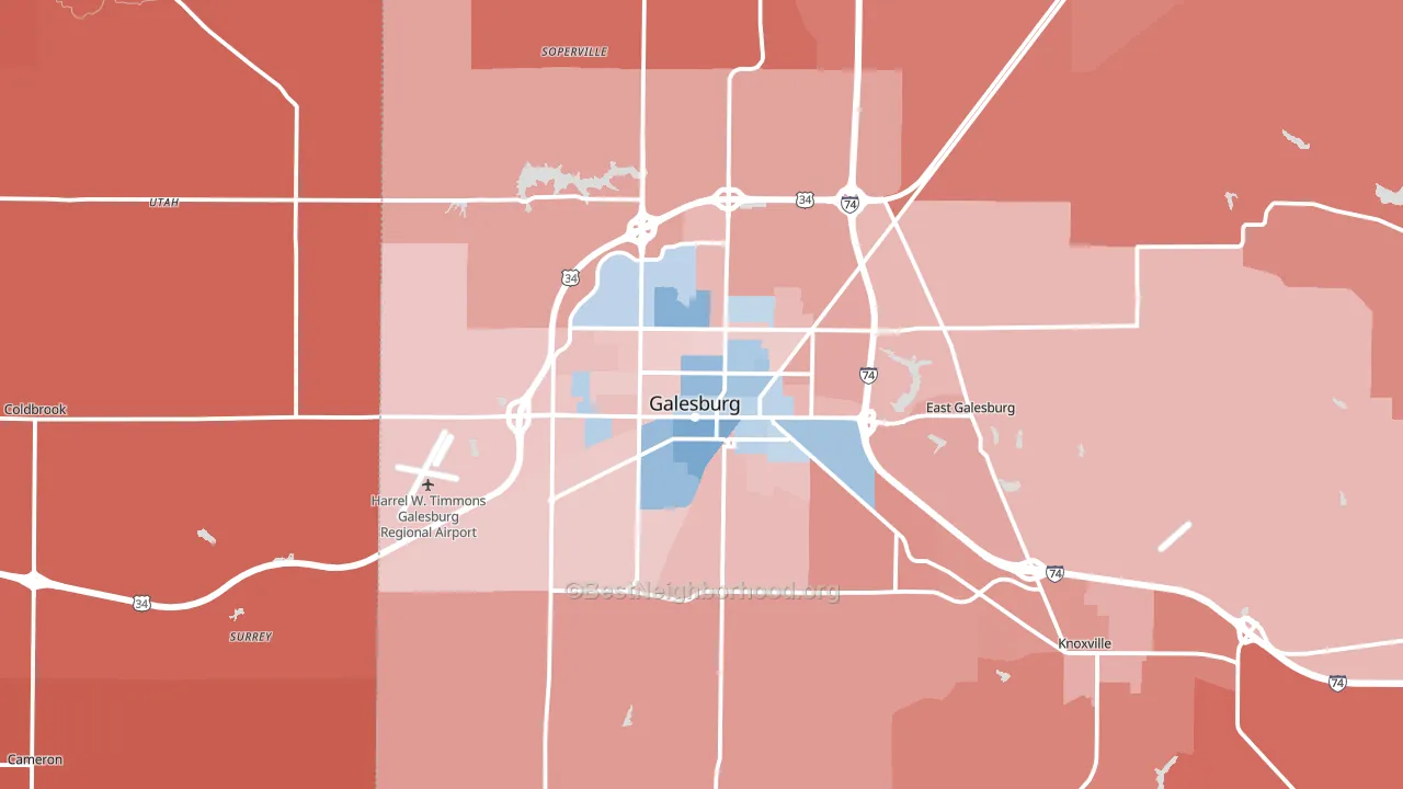 Galesburg, IL block-group political-lean map