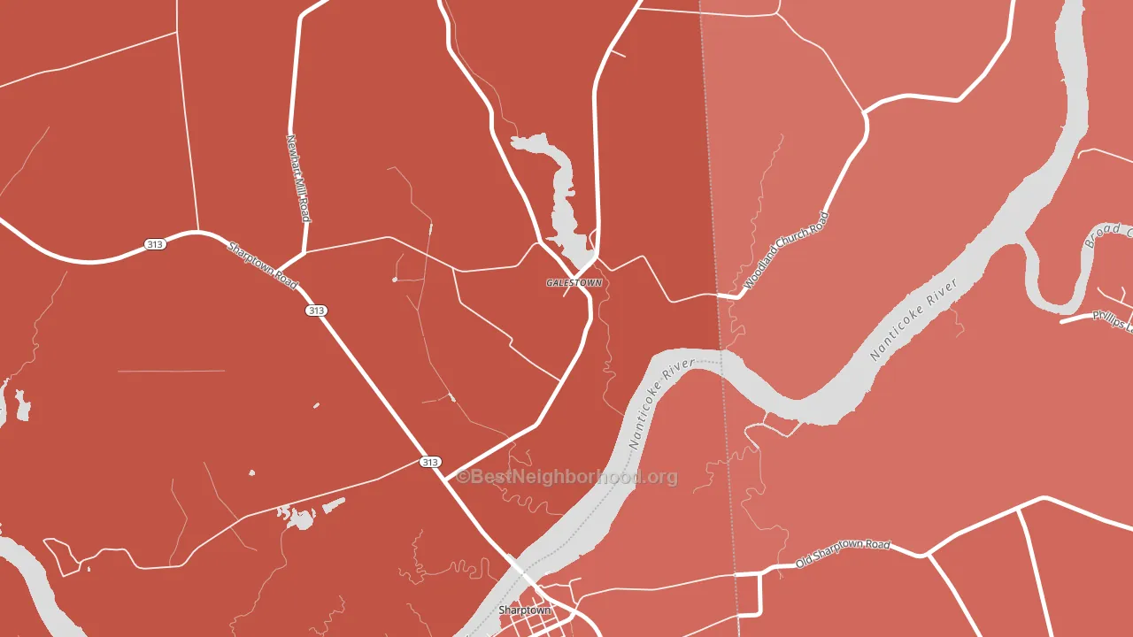 Galestown, MD block-group political-lean map