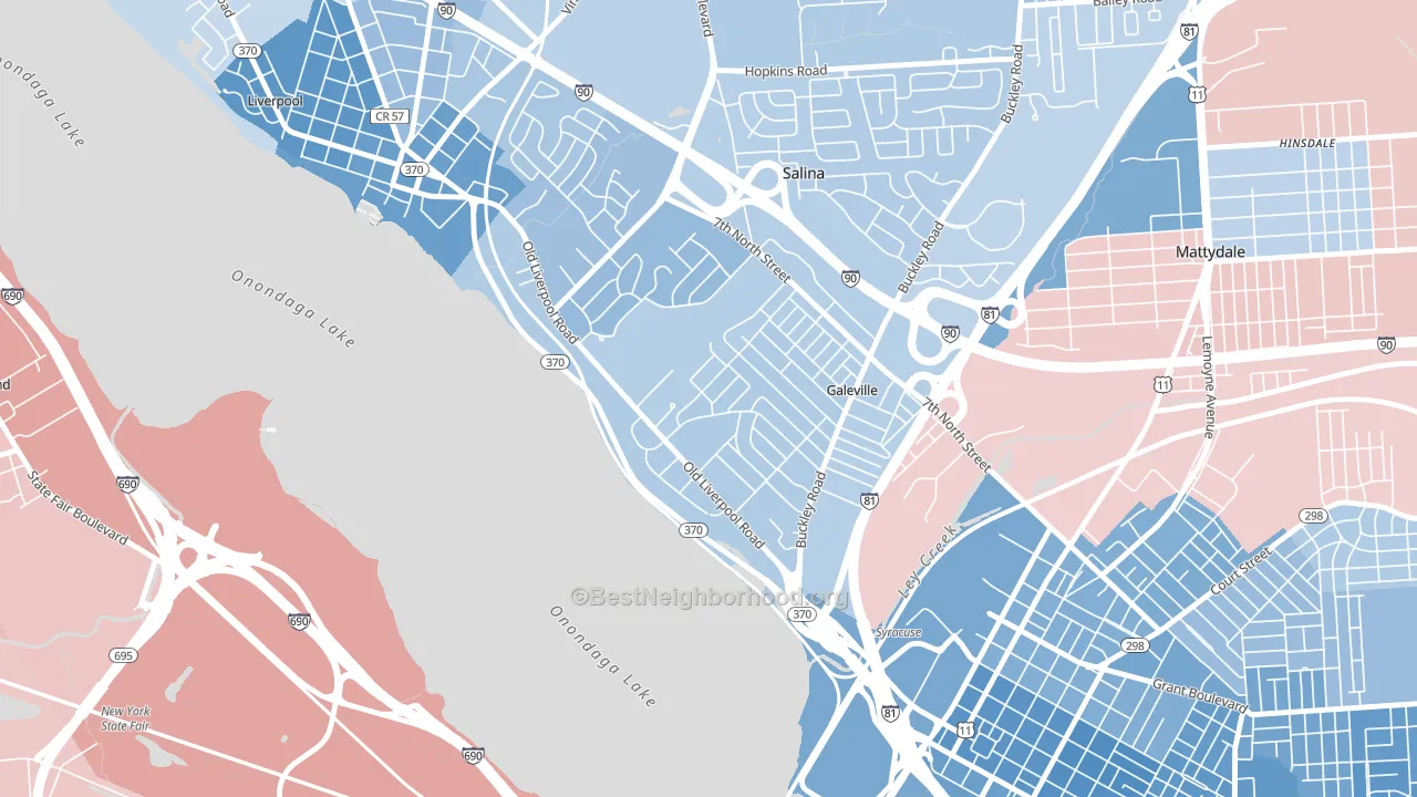 Galeville, Liverpool, NY block-group political-lean map