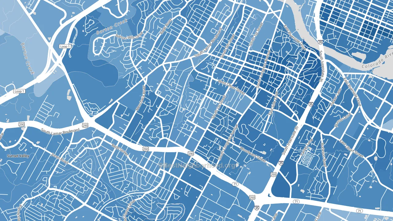 Galindo, Austin, TX block-group political-lean map