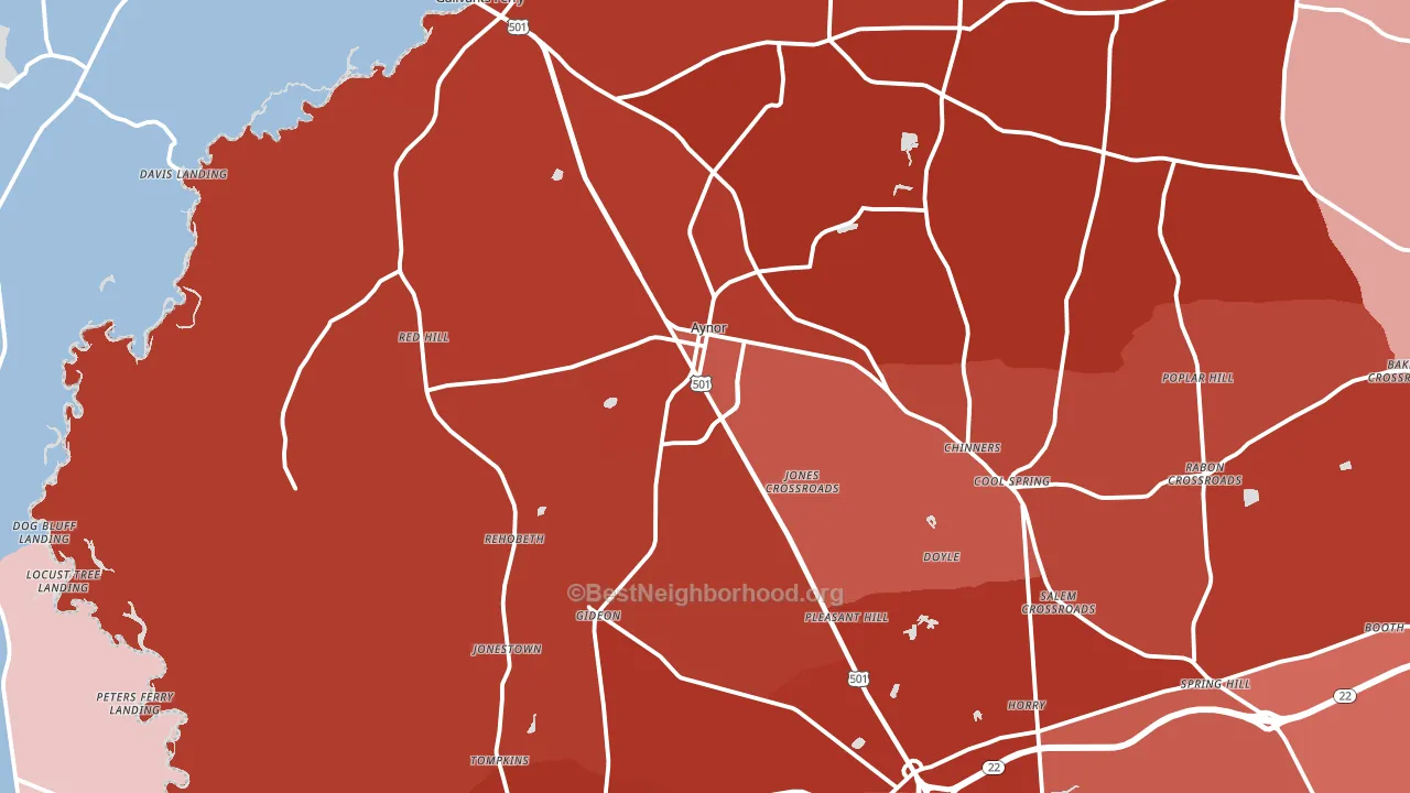 Galivants Ferry, SC block-group political-lean map