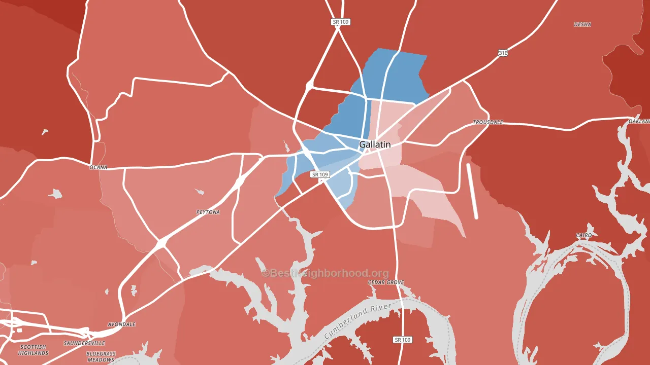 Gallatin, TN block-group political-lean map