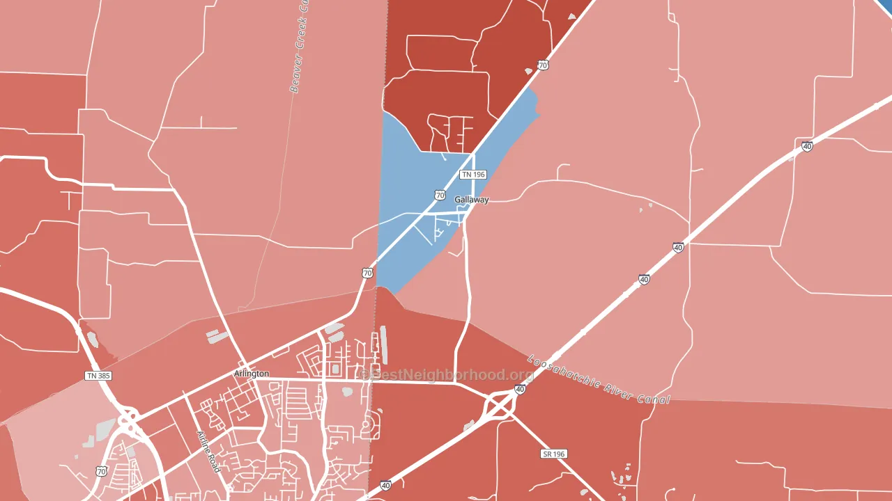Gallaway, TN block-group political-lean map