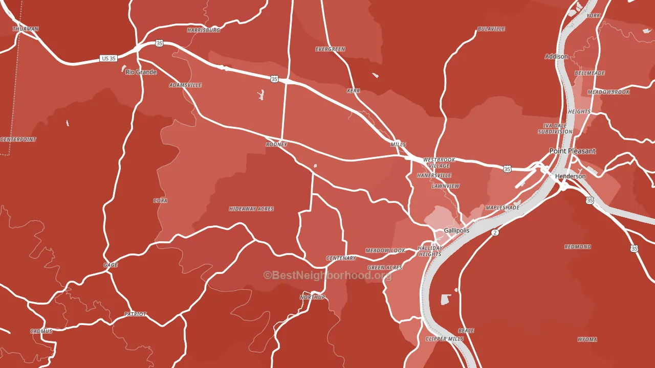 Gallia County, OH block-group political-lean map