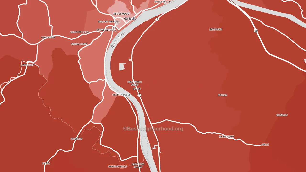 Gallipolis Ferry, WV block-group political-lean map