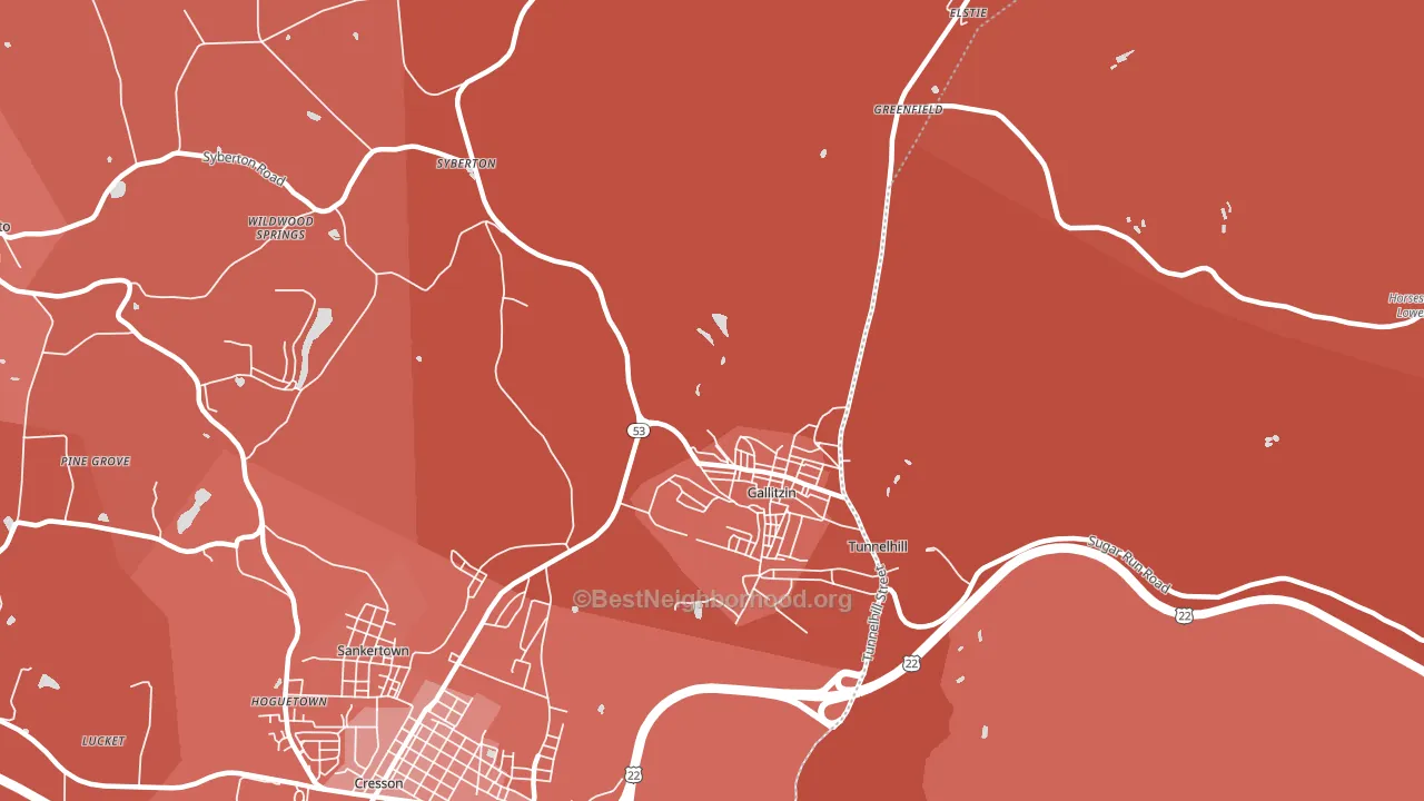 Gallitzin, PA block-group political-lean map