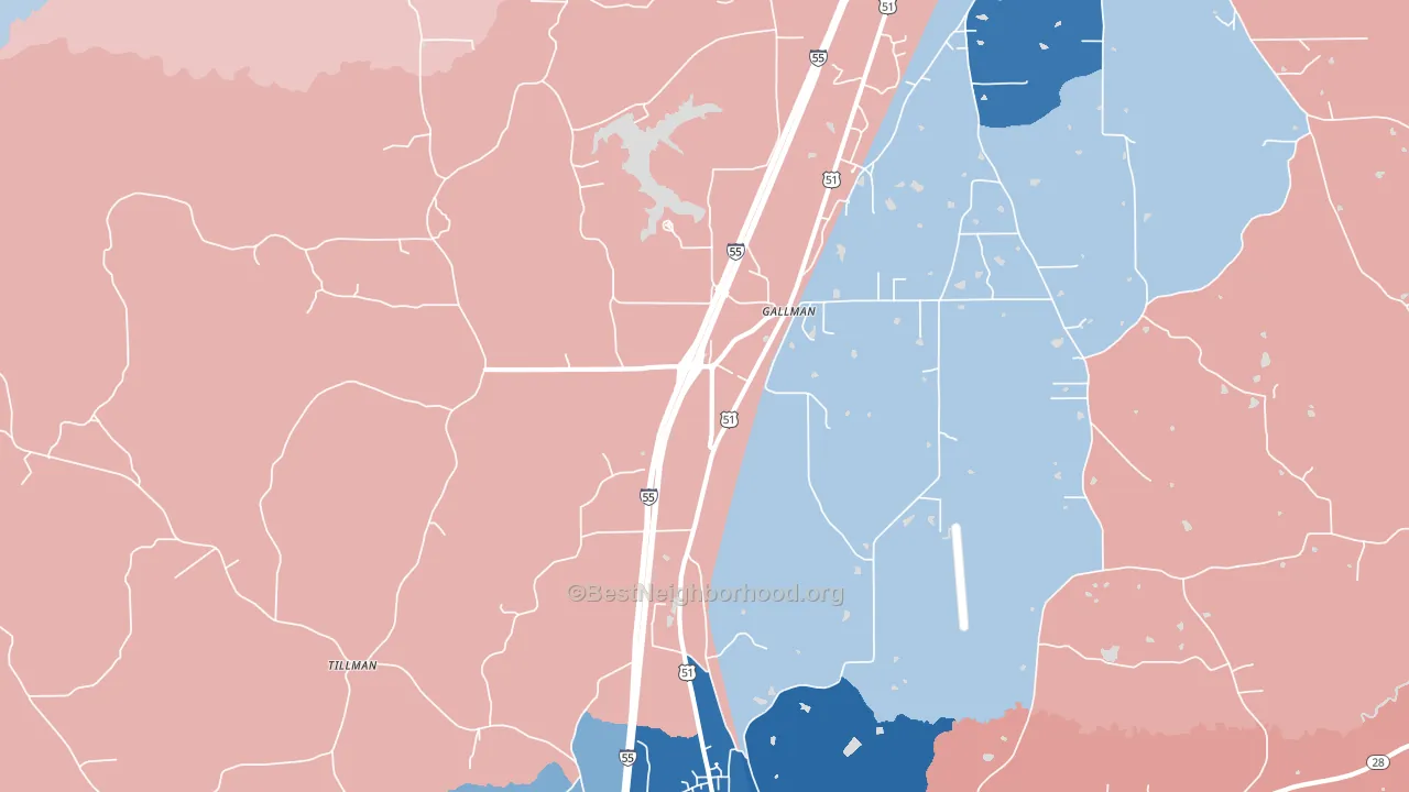 Gallman, MS block-group political-lean map