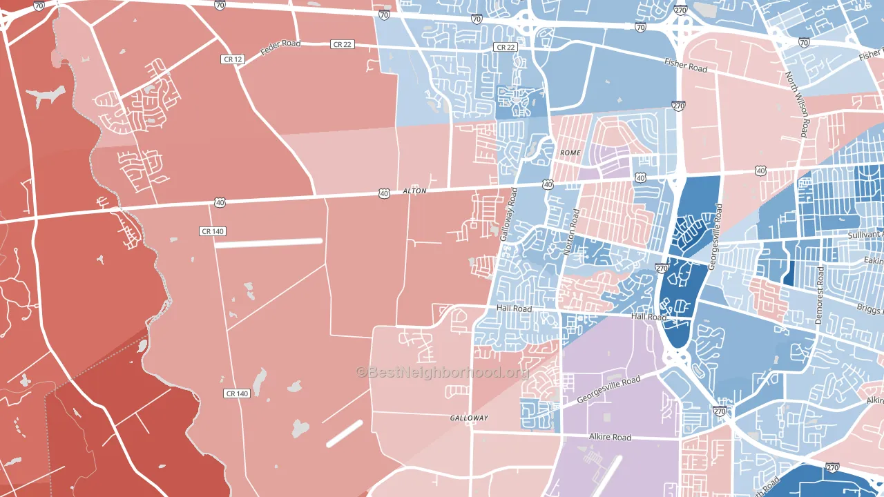 Galloway, OH block-group political-lean map