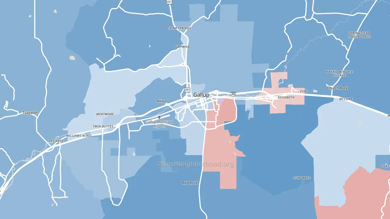 Gallup, NM block-group political-lean map