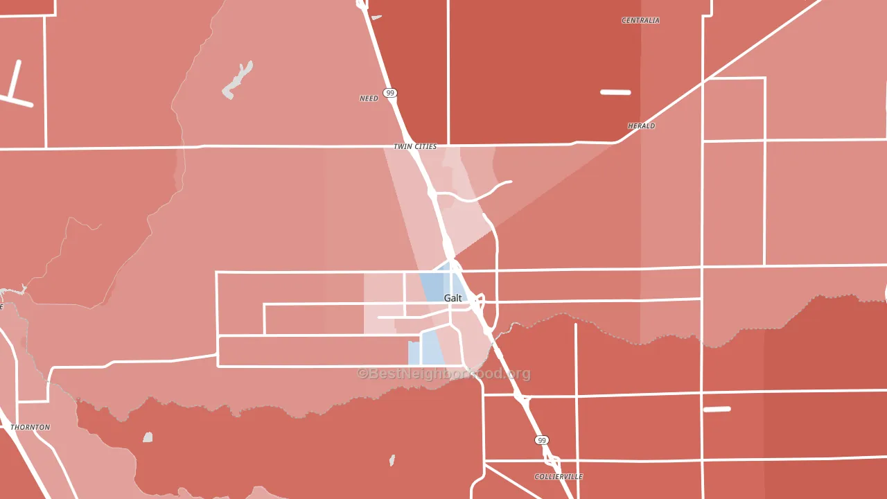 Galt, CA block-group political-lean map