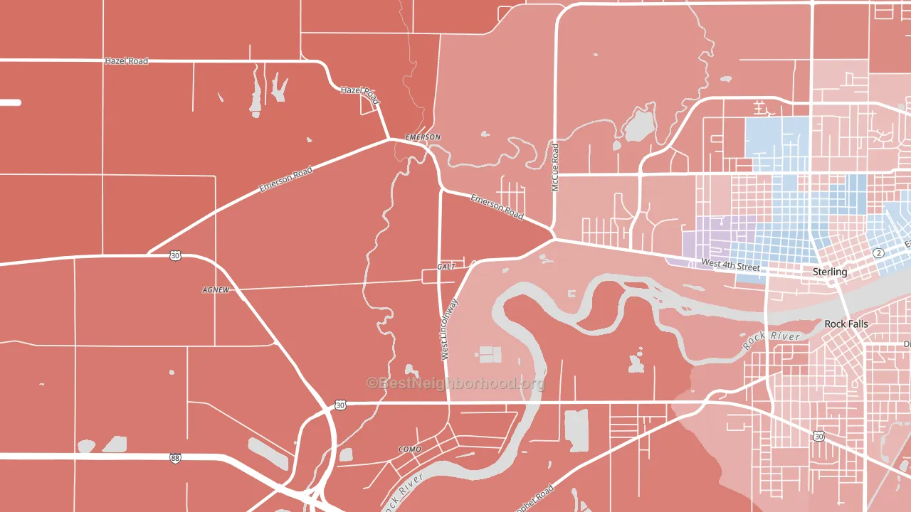 Galt, IL block-group political-lean map