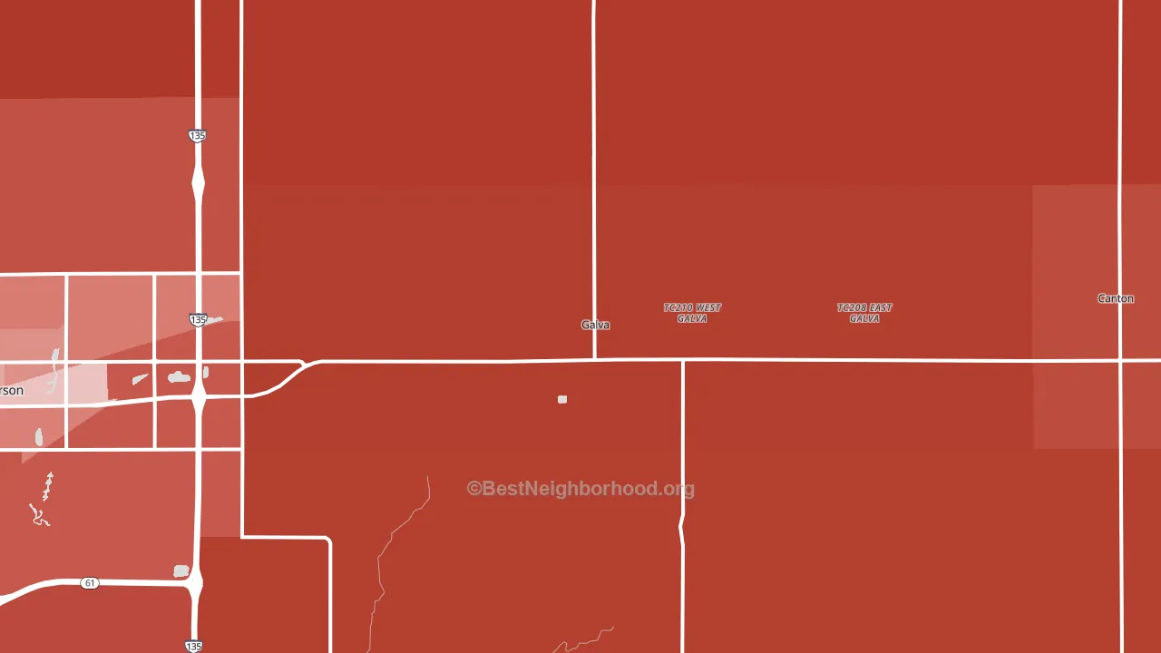 Galva, KS block-group political-lean map