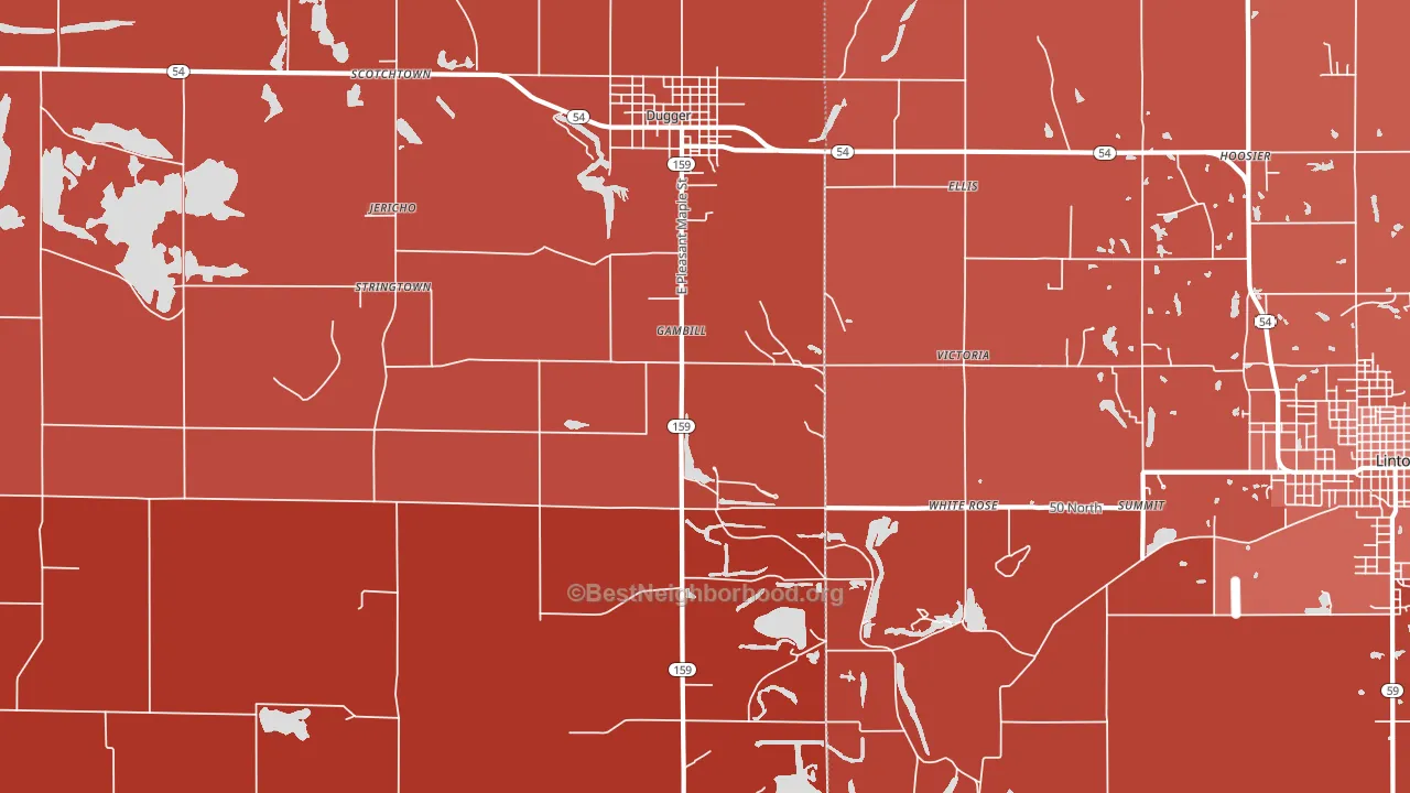 Gambill, IN block-group political-lean map