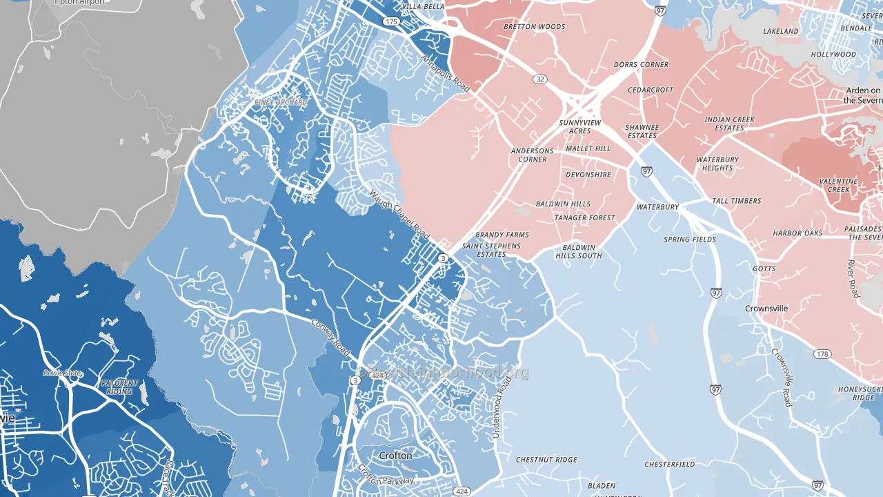 Gambrills, MD block-group political-lean map