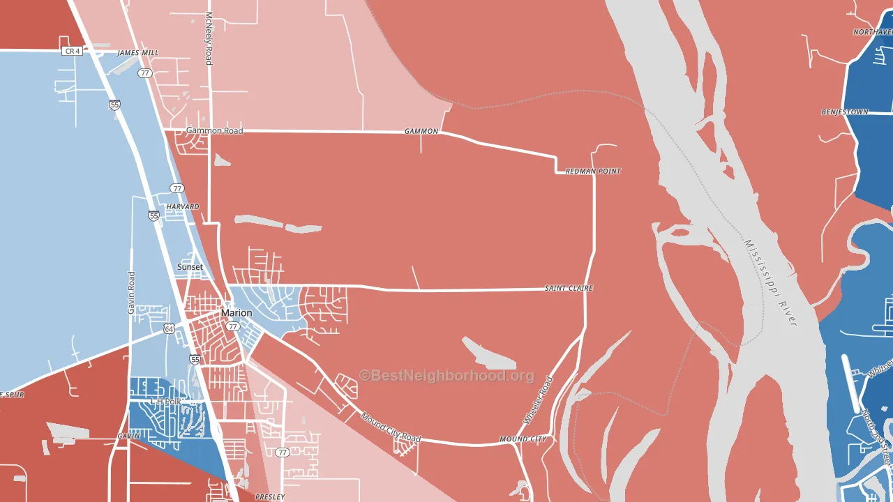 Gammon, AR block-group political-lean map