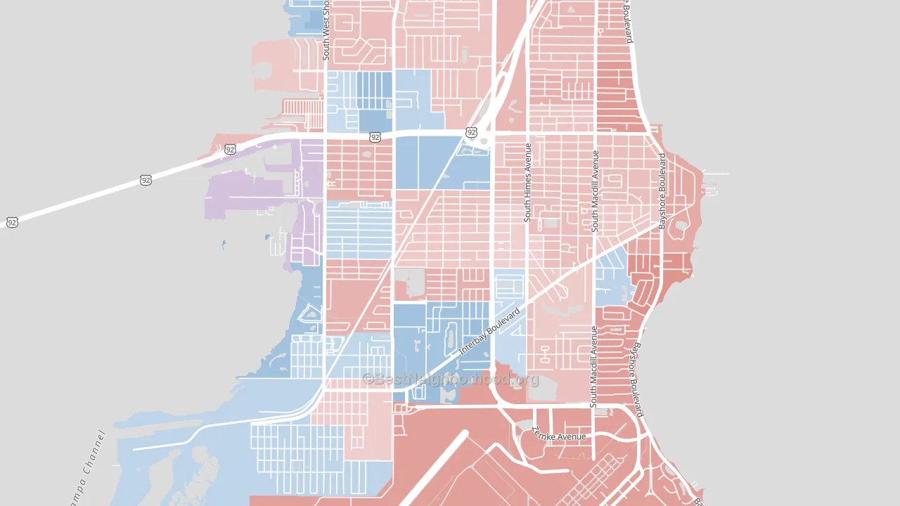 Gandy-Sun Bay South, Tampa, FL block-group political-lean map