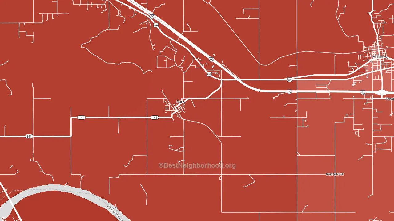 Gans, OK block-group political-lean map