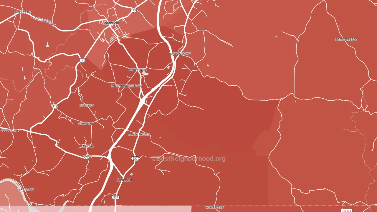 Gans, PA block-group political-lean map
