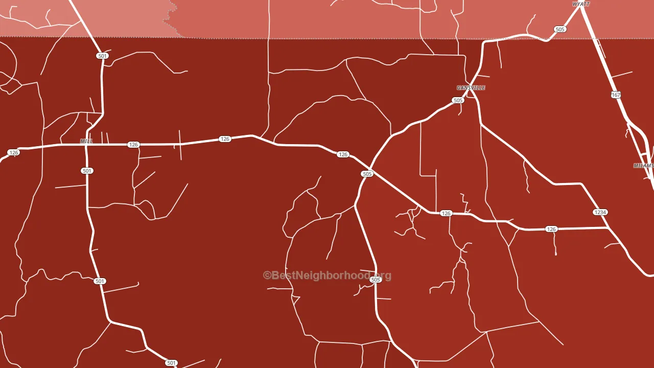 Gansville, LA block-group political-lean map