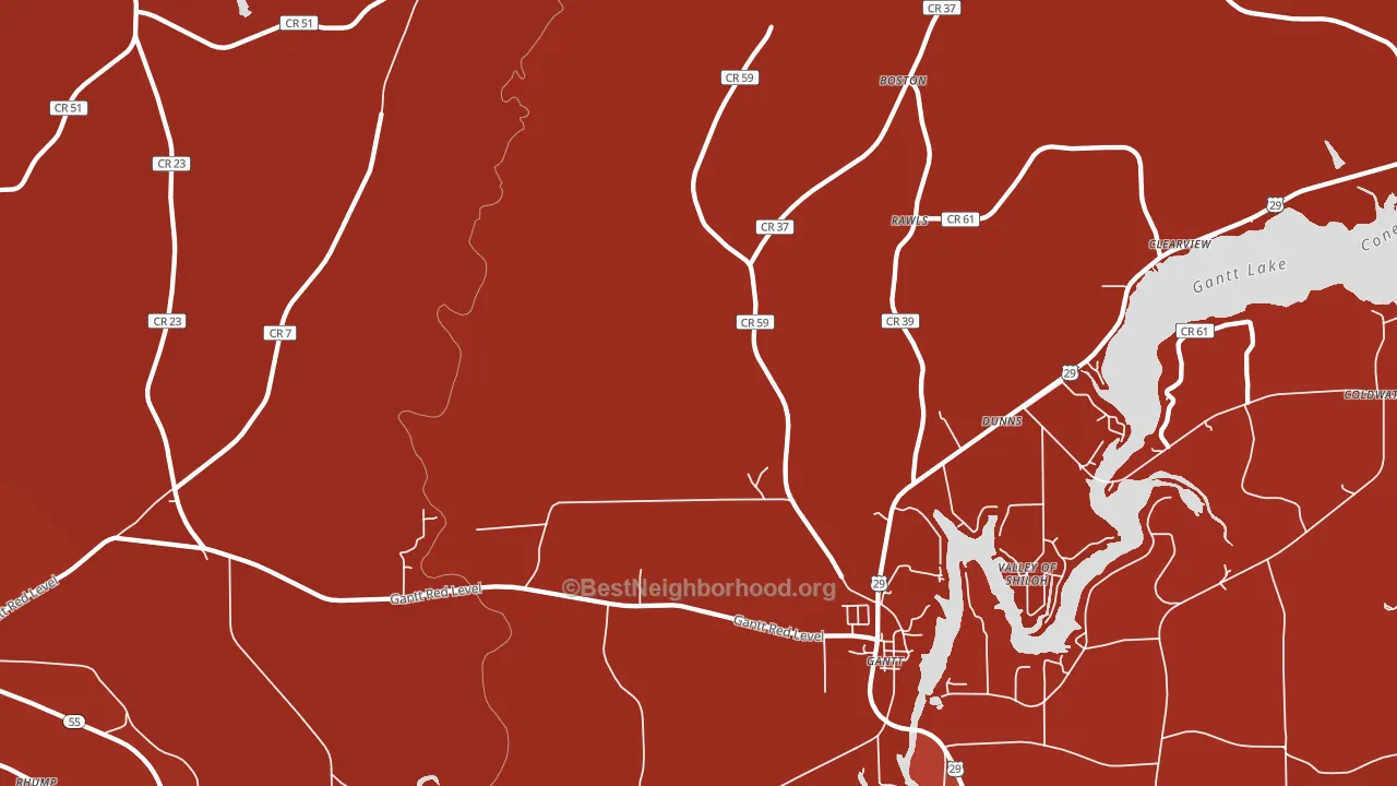 Gantt, AL block-group political-lean map