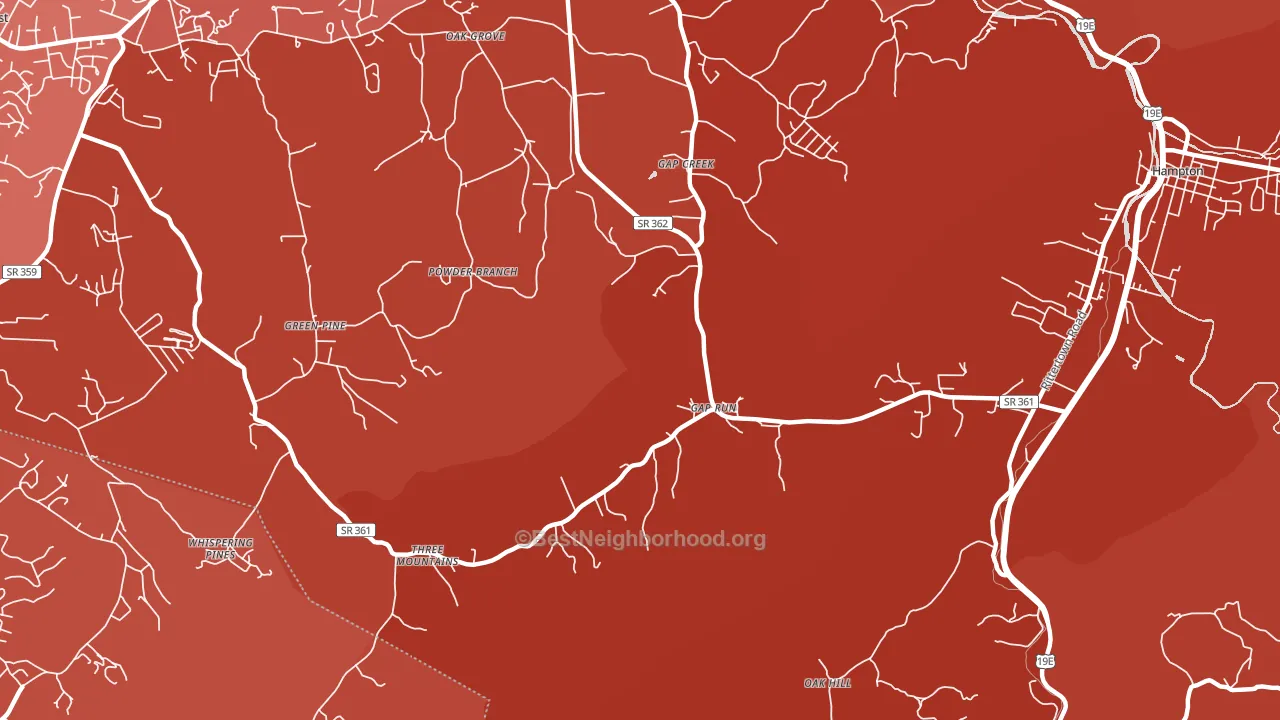 Gap Creek, TN block-group political-lean map