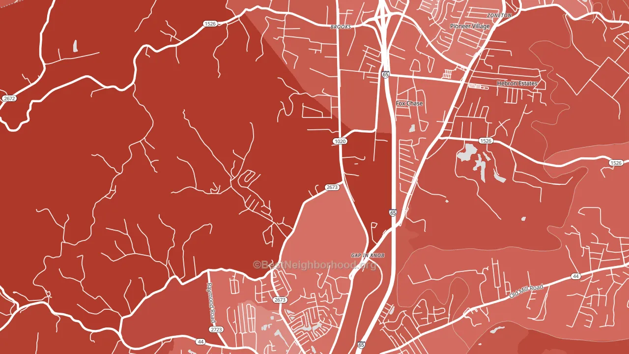 Gap in Knob, KY block-group political-lean map