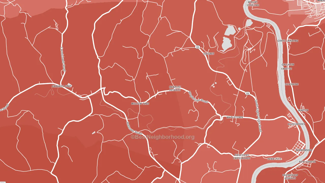 Garards Fort, PA block-group political-lean map