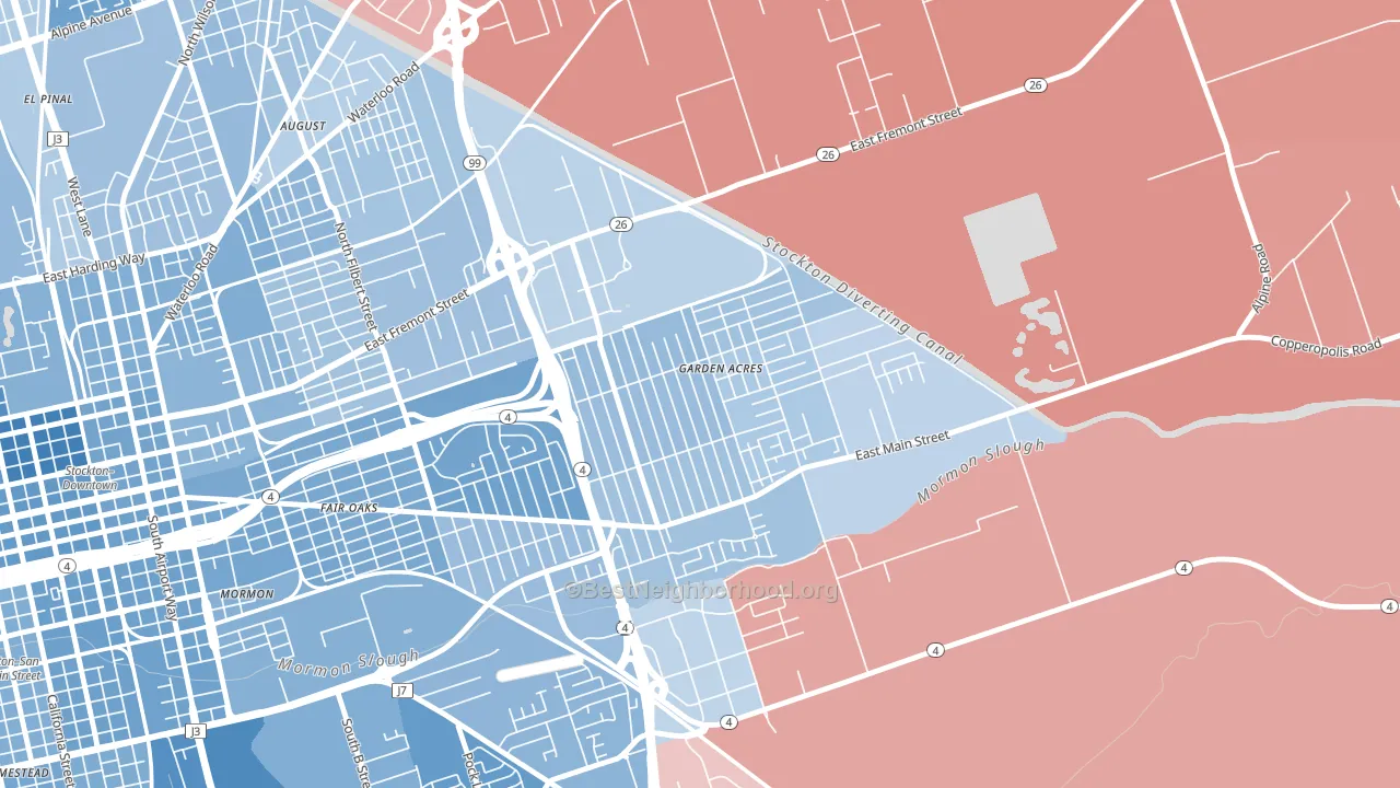 Garden Acres, CA block-group political-lean map