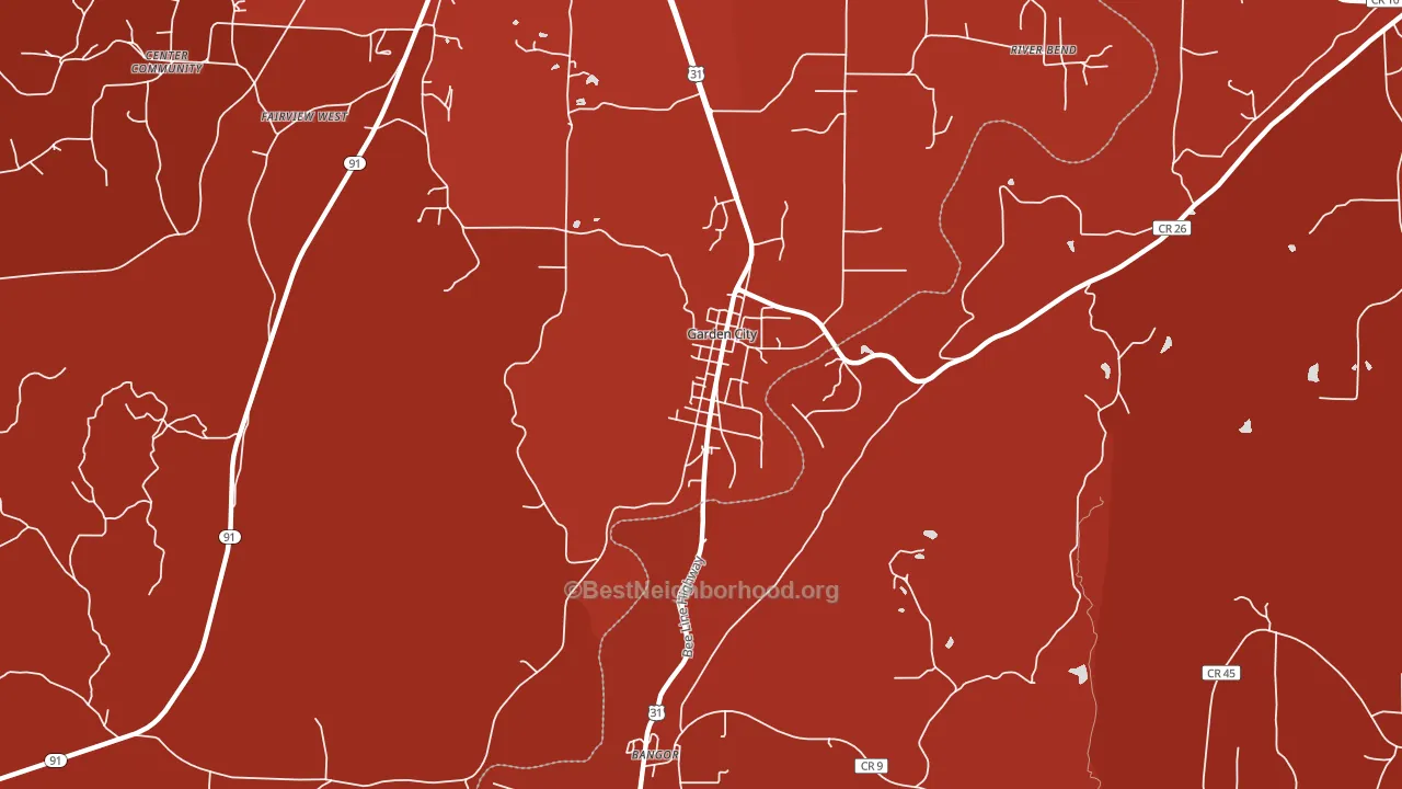 Garden City, AL block-group political-lean map