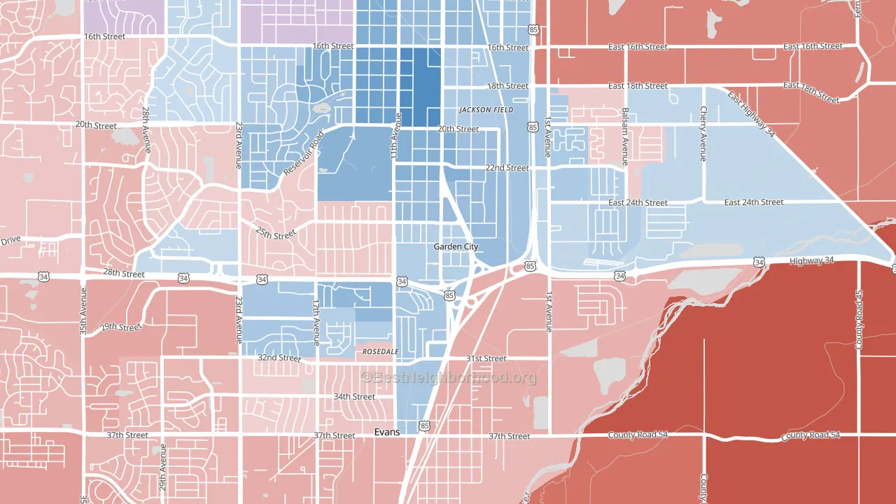 Garden City, CO block-group political-lean map