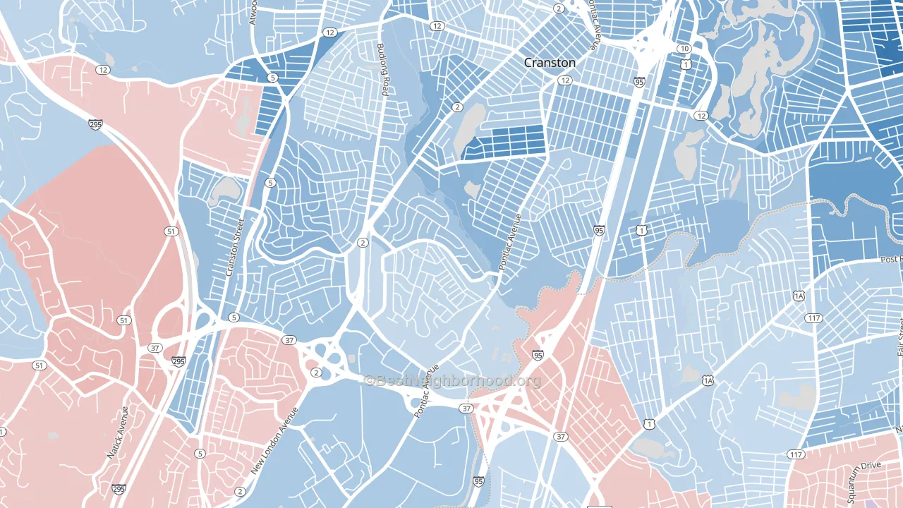 Garden City, Cranston, RI block-group political-lean map