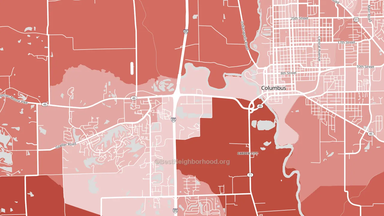 Garden City, IN block-group political-lean map