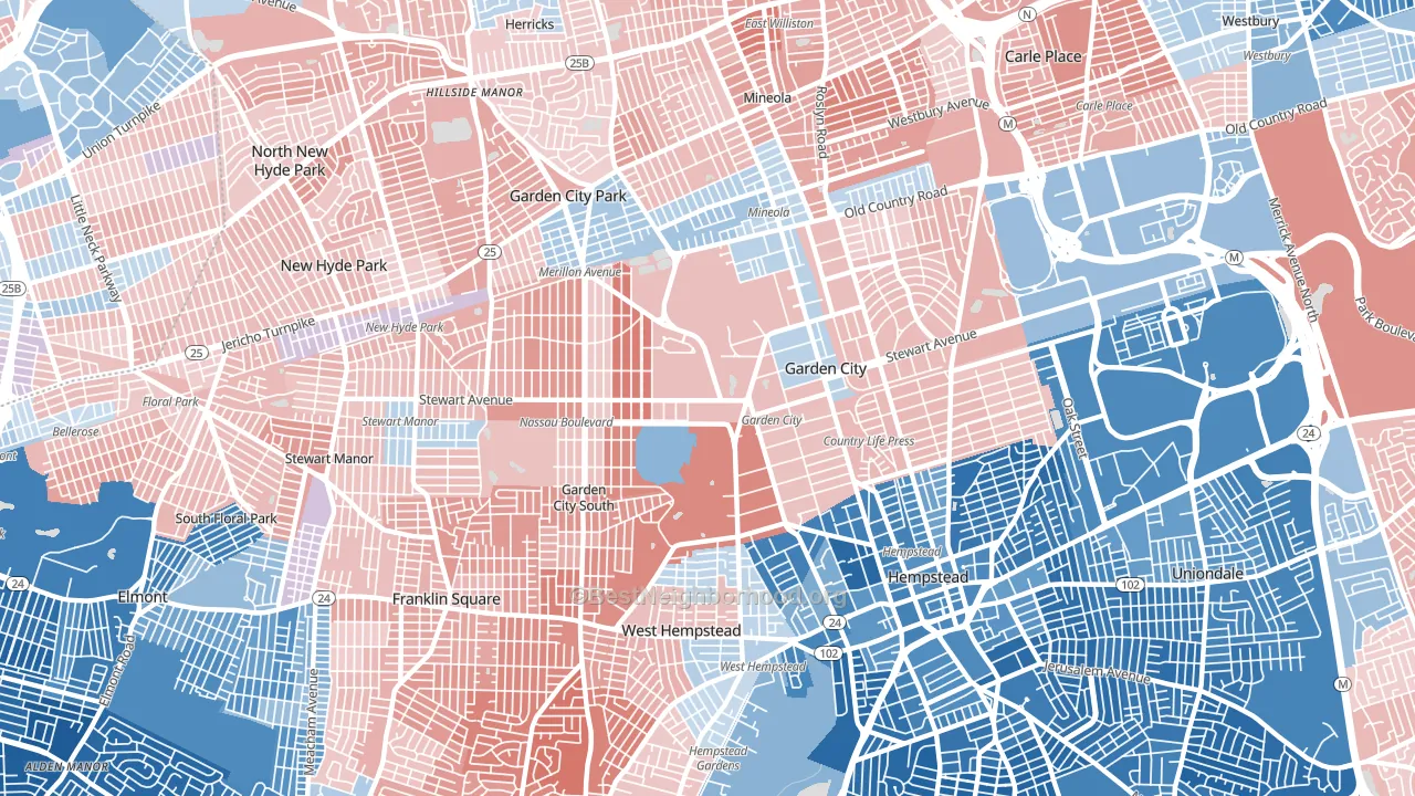 Garden City, NY block-group political-lean map