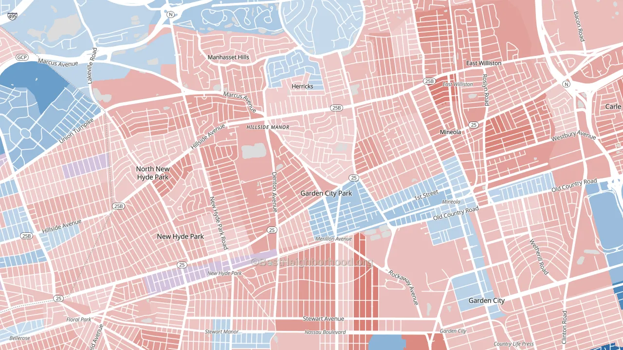 Garden City Park, NY block-group political-lean map