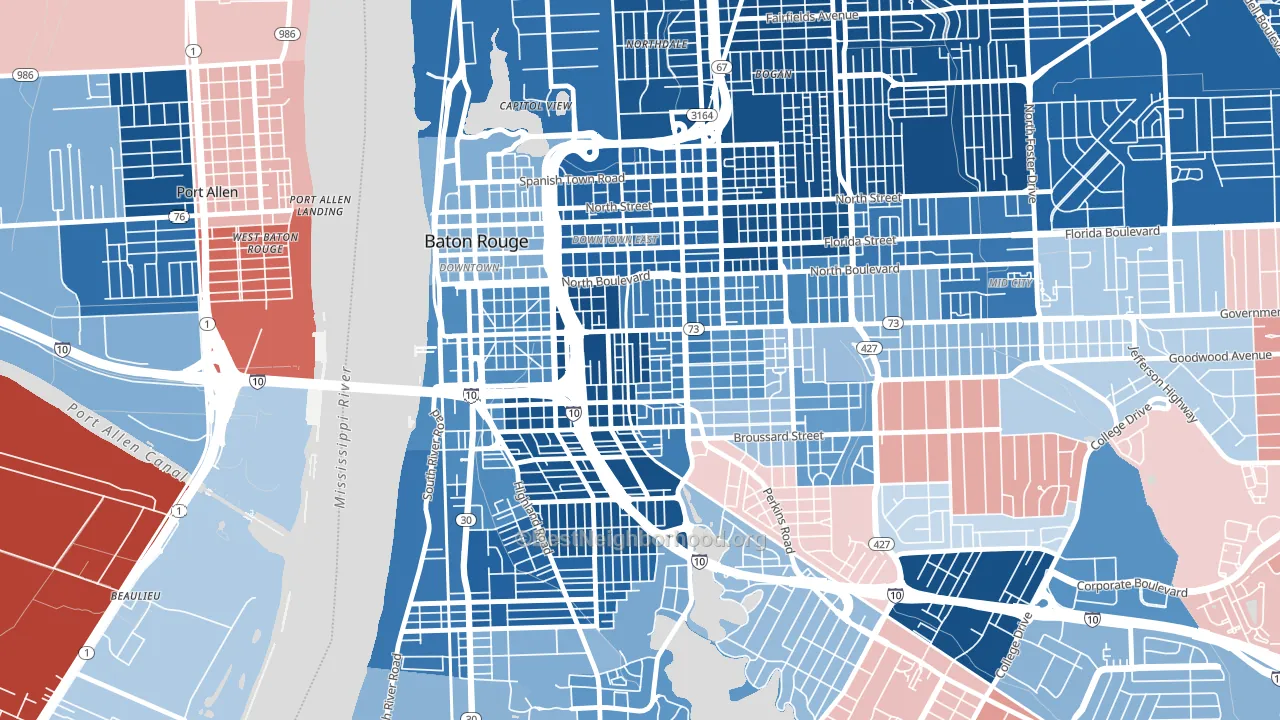 Garden District, Baton Rouge, LA block-group political-lean map