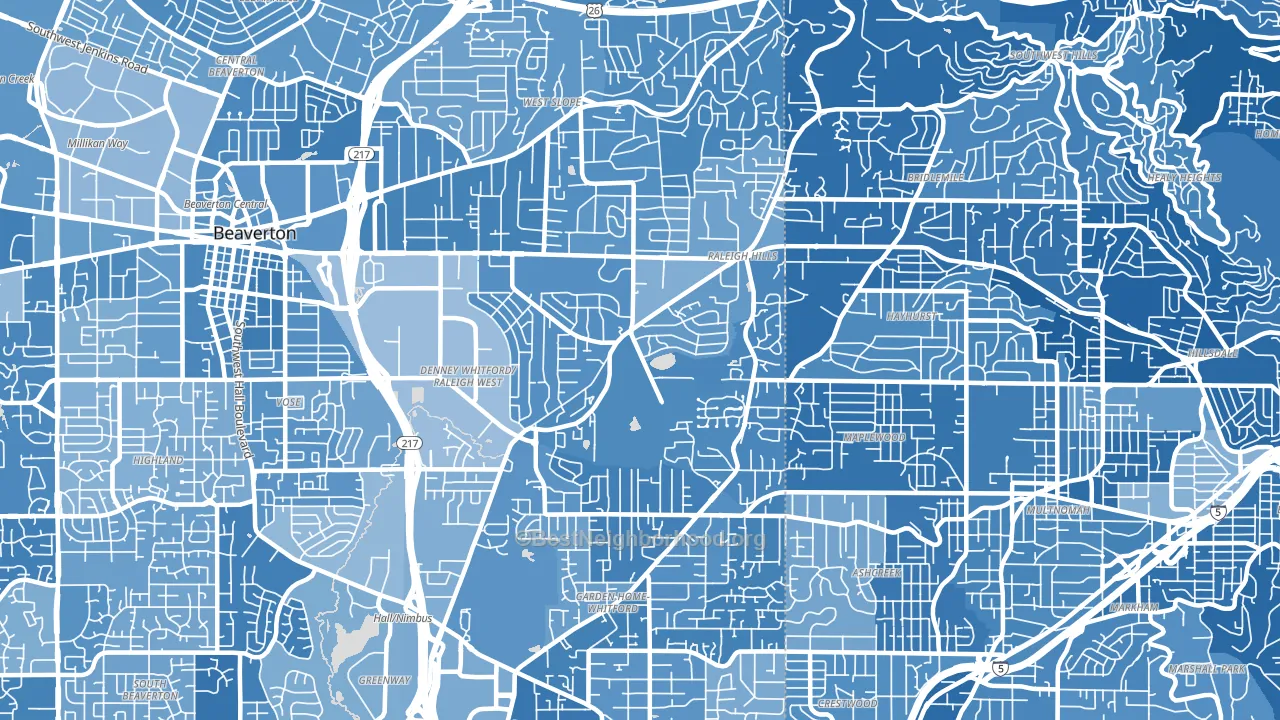 Garden Home-Raleigh Hills, Portland, OR block-group political-lean map