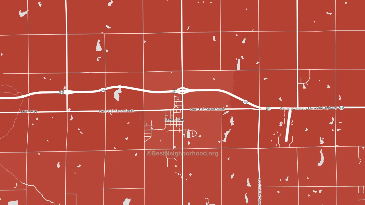 Garden Plain, KS block-group political-lean map