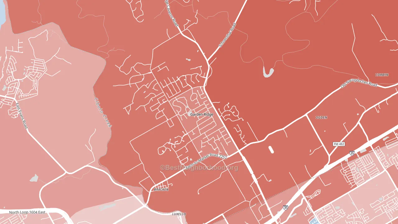 Garden Ridge, TX block-group political-lean map