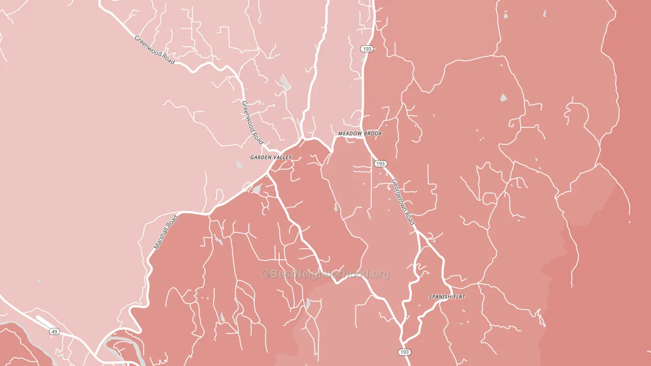 Garden Valley, CA block-group political-lean map
